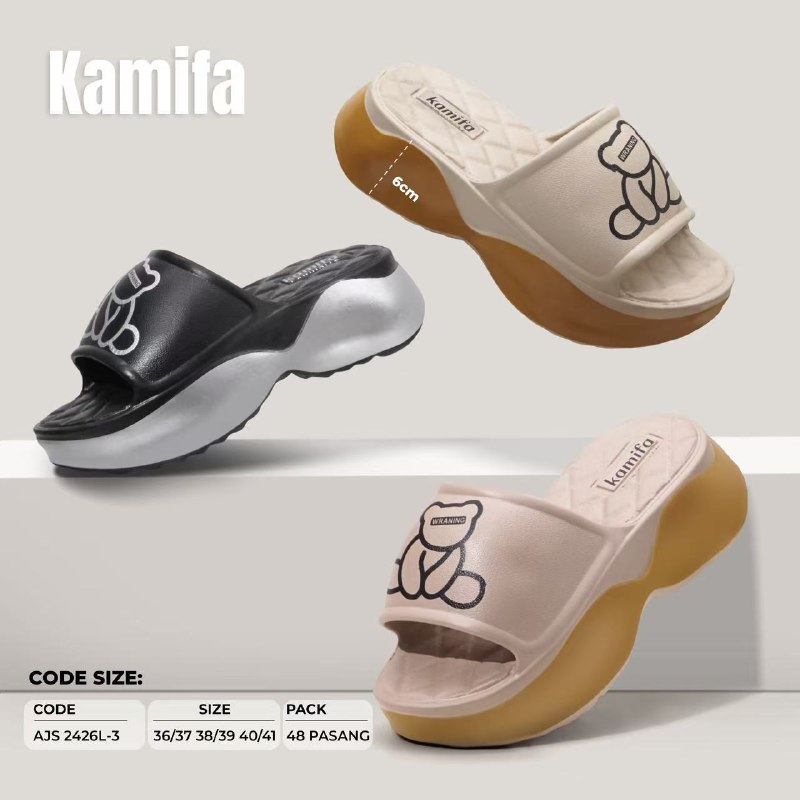 Sendal Slip On Boneka Wanita Wedges 6cm