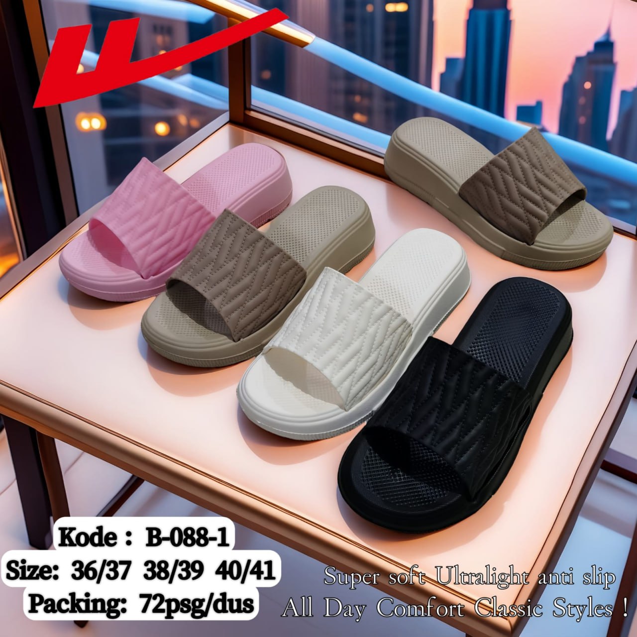 Sandal Slop Tekstur Cantik Kekinian