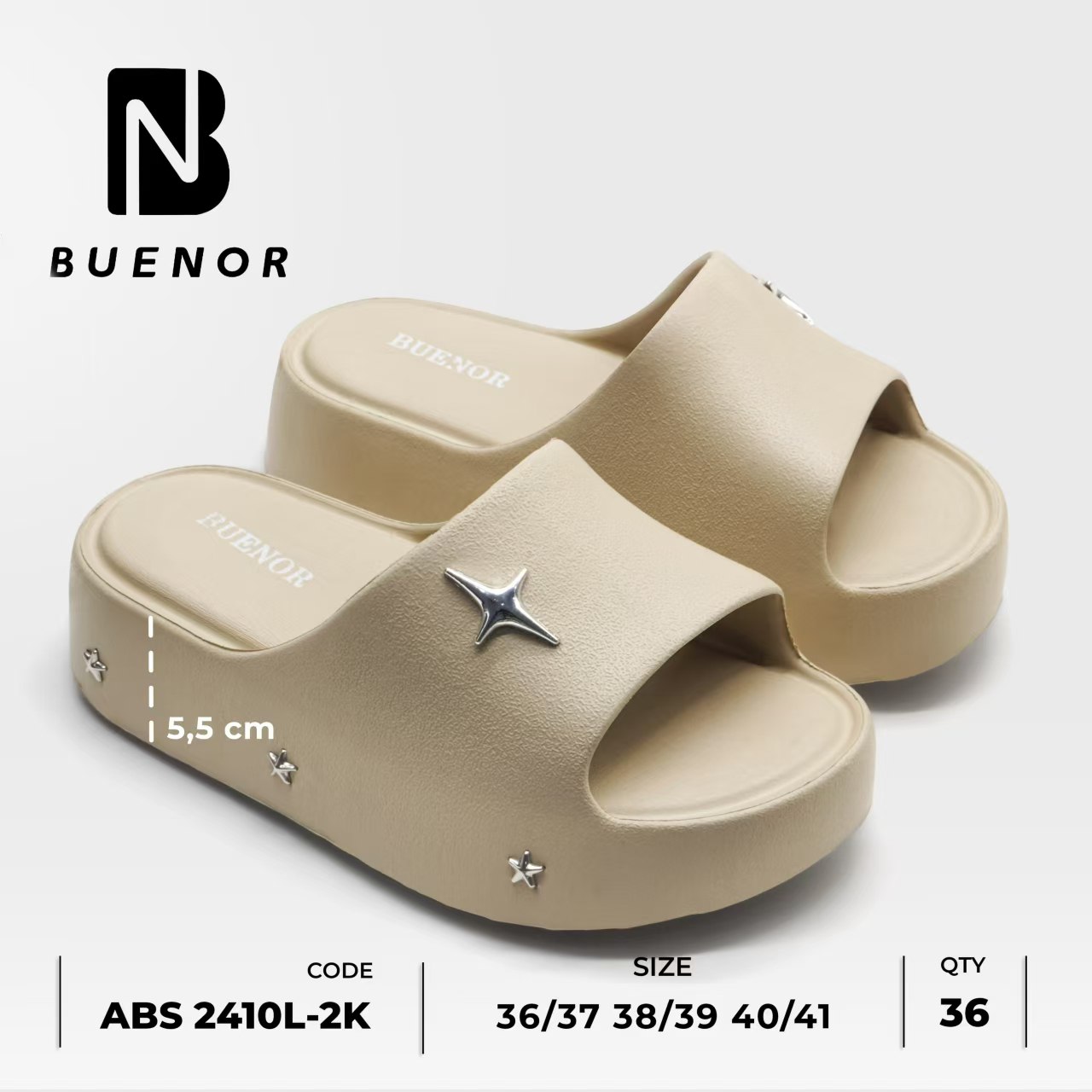 Sandal Wedges Slop Wanita Kekinian Khaki