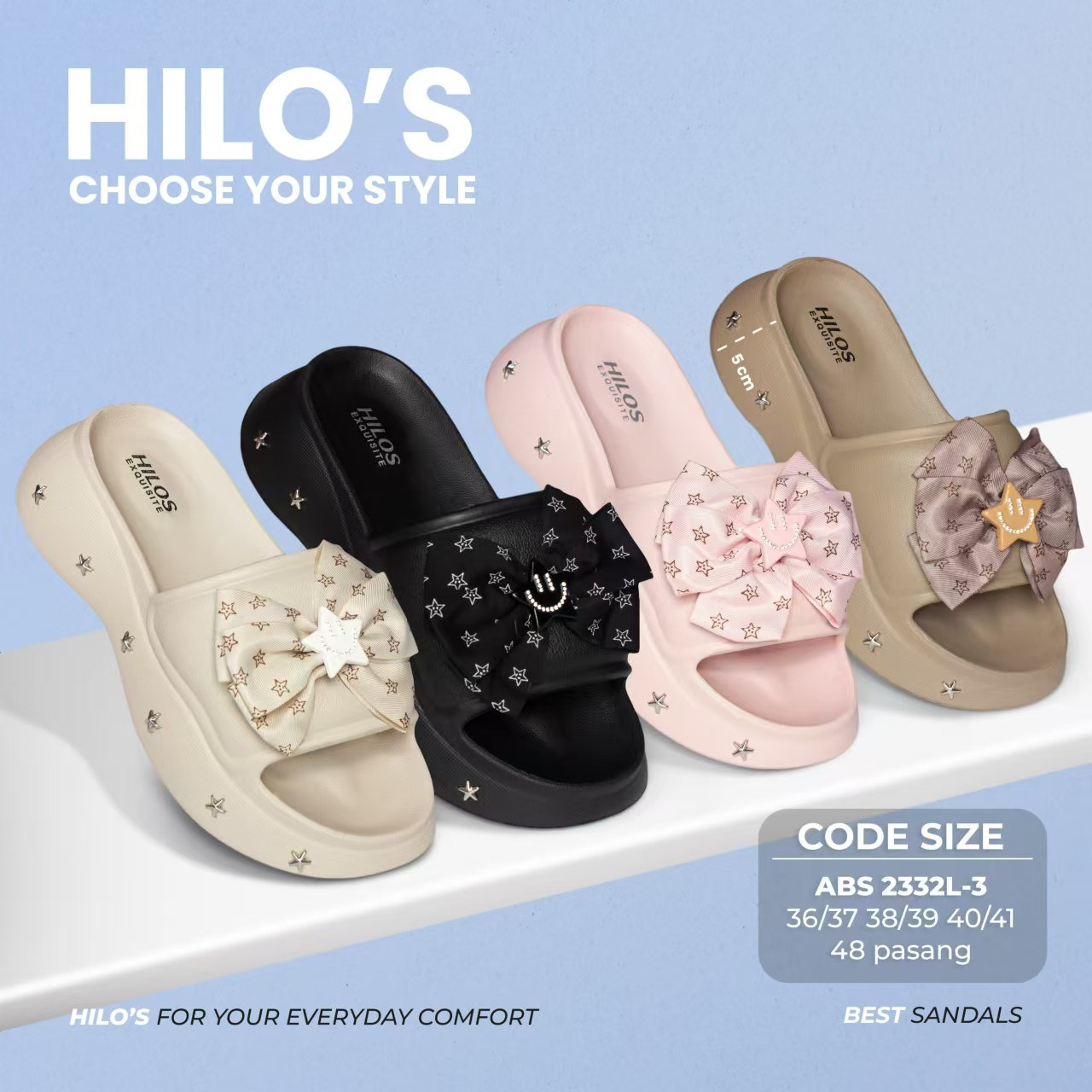 Sandal Slop Wedges pita Empuk dan Anti Licin