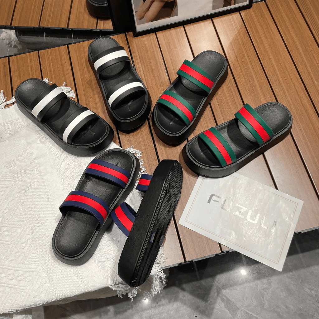 andal Wanita Karet Strap Dua Garis Tebal Anti Slip - Footwear Slipper